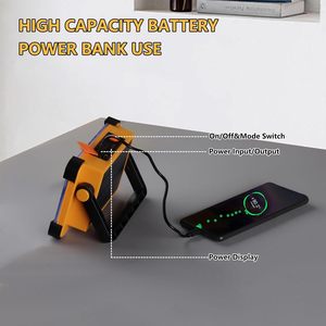 Lampe de travail solaire rechargeable 120W, 144 LED, projecteur portable sur pied, étanche IP44, 4 modes d'éclairage pour chantier - Product Image 6