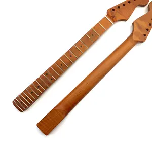 Individueller 22 Fret Stain abgeschrägter roasted Maple-Gitarrenhals mit Maple-Frettbrett für ST Elektro-Gitarren-Ersatz