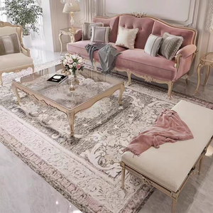 Style français lumière luxe en bois massif sculpté canapé haut de gamme velours tissu meubles anciens 3 places salon canapés - Product Image 4
