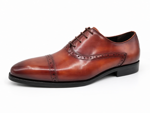 Chaussures habillées brogues à bout capuchonné pour hommes en cuir véritable, style britannique, à lacets, pour affaires, mariage, formelles, bureau, carrière, cadres, vente en gros - Product Image 2