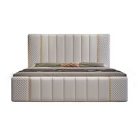 Lit de rangement moderne et confortable avec revêtement en cuir de qualité supérieure, taille Queen/King, certifié E0, directement de l'usine JUNYUHAO
