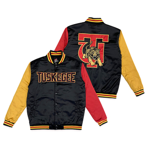 Chaqueta de satén Diseño de bordado personalizado Chaqueta de bombardero de béisbol vintage retro elástica acanalada - Product Image 2