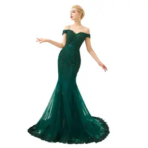 2023 long evening dresses elegant luxury crystal beaded green lace prom dresses bride party dresses women party gowns