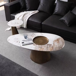 <span class=keywords><strong>Table</strong></span> <span class=keywords><strong>basse</strong></span> ronde en <span class=keywords><strong>céramique</strong></span> de luxe avec de nouveaux meubles de maison de plaque de roche de conception de marbre pour le salon - Product Image 2