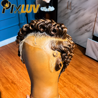 Perruque coupe pixie bouclée profonde naturelle, cheveux humains indiens, perruque frontale en dentelle HD complète sans colle 13x6, cheveux vierges brésiliens naturels