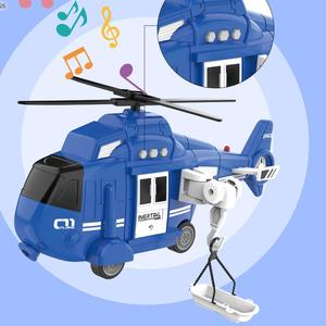 Friction jouet véhicule avion 1:16 bleu avion son lumières projecteur inertie <span class=keywords><strong>dessin</strong></span> <span class=keywords><strong>animé</strong></span> jouet Police hélicoptère - Product Image 4