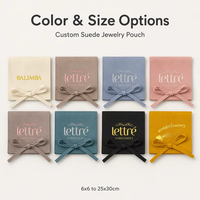 Sacs à bijoux en daim personnalisés colorés, emballage de présentation de bijoux en velours avec logo personnalisé, pochette cadeau
