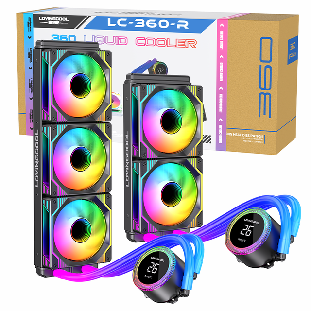 Lovingcool New Upgrade Temp Display 240/360mm PC Gaming CPU Cooling Radiator RGB Colorful High Performance Aio CPU Liquid Cooler