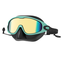 Masque de plongée HD étanche pour sports aquatiques, grande monture, avec protection du nez, en silicone, pour adultes, avec bouchons d'oreilles