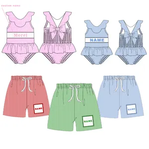 Summer Cute Swimwear For Kids Personalised Smocked Swimwear Matching Brother Sister-Puresun