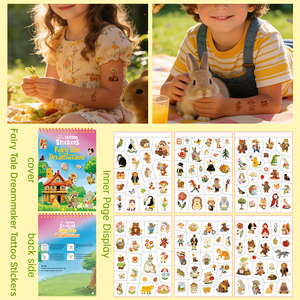Nouveaux autocollants de tatouage animaux de dessin animé brillants en feuille métallisée |   Livre de feuilles de tatouages temporaires imperméables et écologiques pour les fêtes d'enfants - Product Image 2