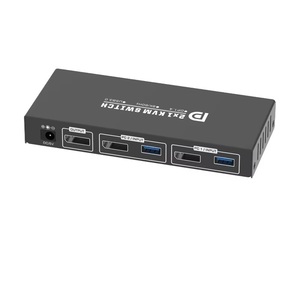 Commutateur <span class=keywords><strong>KVM</strong></span> JustLink 2X1 DP avec boîtier métallique pour 2 ordinateurs, 1 moniteur 8K60Hz, 4 ports USB 3.0, clavier/souris partagés - Product Image 3