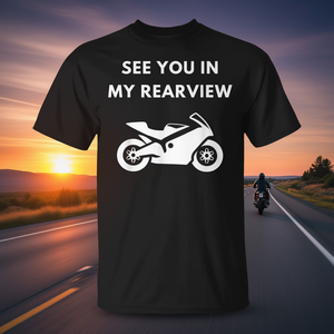 See You In My Rearview Motorcycle T-Shirt Noir Homme Grande Taille - Product Image 3