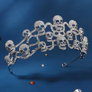 SFANG преувеличенная корона с черепом, ободки со стразами для Хэллоуина, аксессуары для головных убор