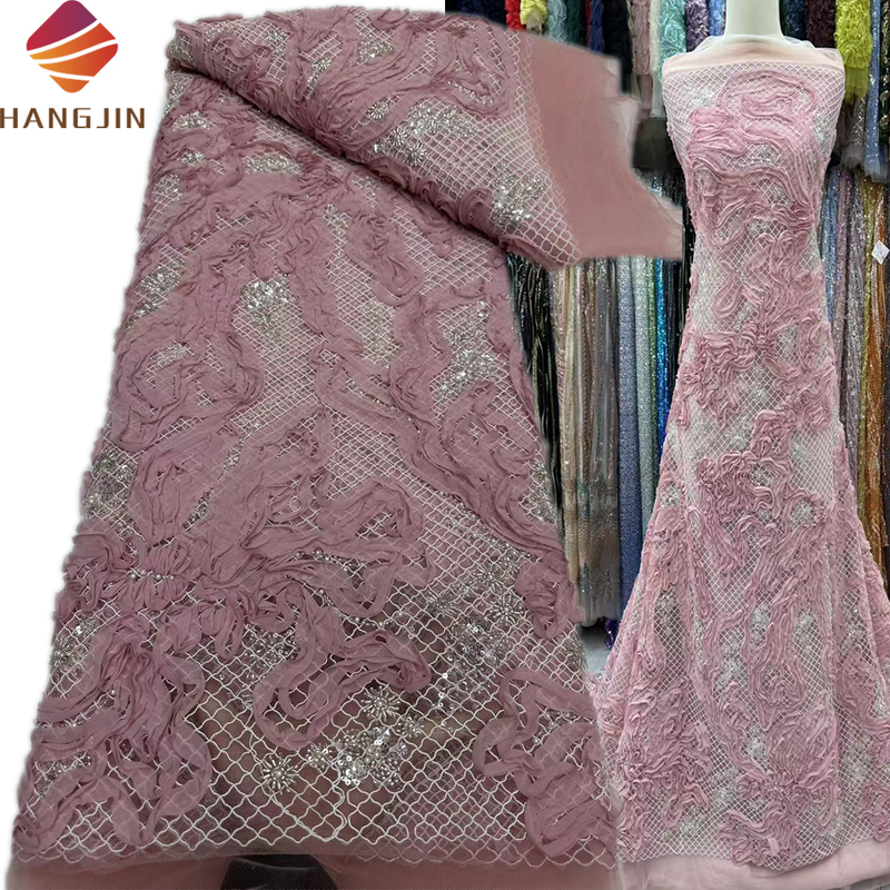 Handmade Heavy Beaded Sequins Lace Fabrics