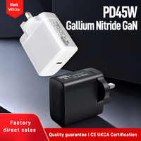 Pengisi Daya Super Cepat GaN PD 45W Shenzhen Lvxiangyuan Colokan UK Bersertifikasi CE UKCA Kabel USB Type-C 3 Pin Samsung