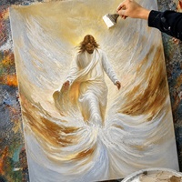 Peinture religieuse unique faite à la main de Jésus, art chrétien spirituel moderne à texture épaisse, cadeau chrétien pour la décoration de la maison et de l'église