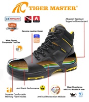 Bottes de sécurité de travail imperméables de haute qualité pour hommes, industrie pétrolière et gazière, anti-perforation, embout en fibre de verre, cuir véritable noir, antidérapantes HRO