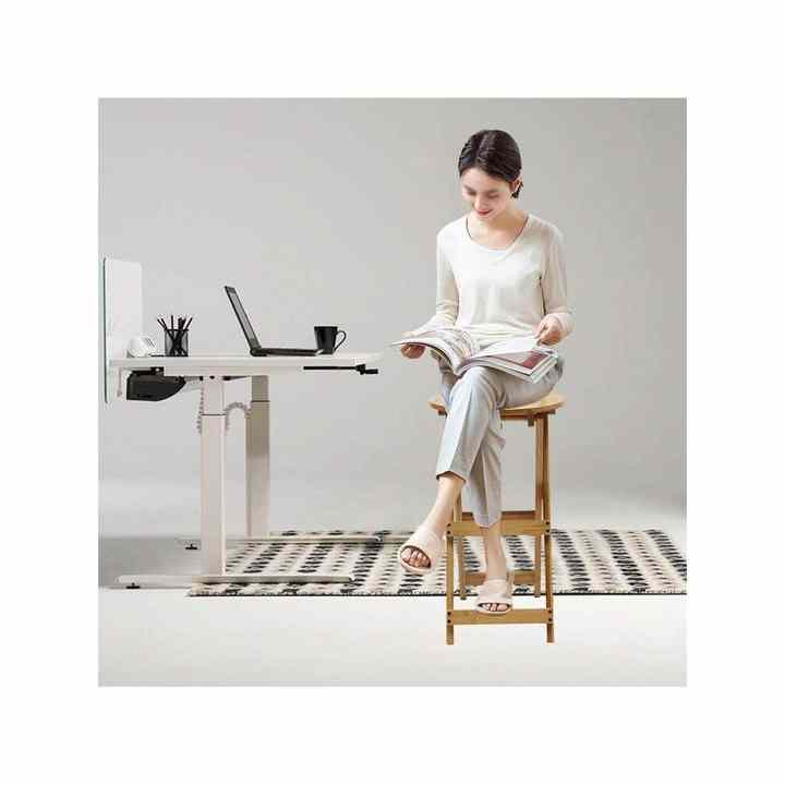 Portable Folding Bamboo Bar Stool with Backrest and Footrest Easy Assembly Home Furniture for Kitchen Island Breakfast
