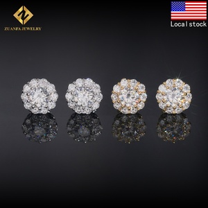 Hot Saling 8.8mm Moissanite <strong>Earring</strong> Rapper Fashion Diamond <strong>Earring</strong> <strong>Solid</strong> 18k Gold 925 <strong>Silver</strong> VVS1 Moissanite Iced Out <strong>Earrings</strong> - Product Image 2