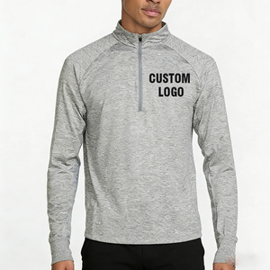 Haut de course pour homme avec logo personnalisé, col zippé 1/<span class=keywords><strong>4</strong></span>, extensible dans <span class=keywords><strong>4</strong></span> directions, doux, pour la gym et le sport, performance, léger, pull à quart de zip - Product Image 1