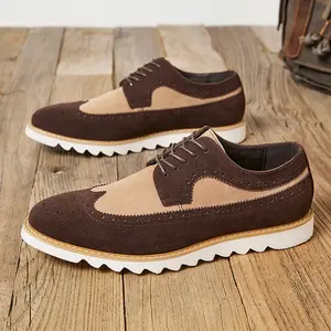custom logo fashion trend hard-wearing light weight suede oxford flat casual business plus size dress shoes for men