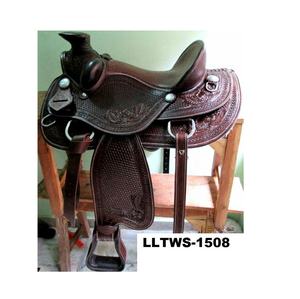 Silla de Montar Occidental Duradera de Cuero Genuino Color Marrón, Tamaño 10-18 Pulgadas, Marca LLT para Equitación - Product Image 1