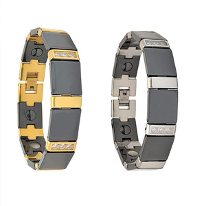 Bracelet en céramique plaqué <span class=keywords><strong>or</strong></span> avec zircon incrusté pour homme, réglable, en acier inoxydable, <span class=keywords><strong>bijoux</strong></span> de luxe à la mode, en stock - Product Image 2