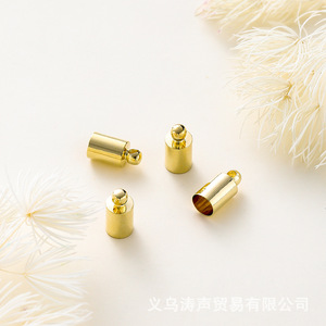 Fermoir cylindrique plaqué or pour bijoux, accessoires DIY pour bracelets et colliers, base en cuivre 14K inaltérable, origine Yiwu - Product Image 3