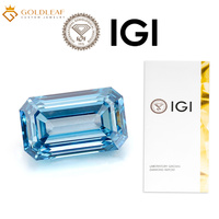 Diamants de laboratoire IGI Goldleaf de couleur fantaisie bleue en gros, diverses formes de taille, 1-5 carats, certifiés VVS VS, modèle de bijoux