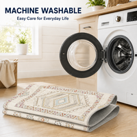 Tapis Moderne Épais en Peluche Effet Vieilli avec Motif Médaillon, Lavable en Machine, Antidérapant, en Polyester Doux pour Salon, Chambre et Entrée