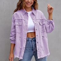 Veste longue en jean décontractée et ample pour femme, respirante et écologique, avec empiècements à trous, collection automne