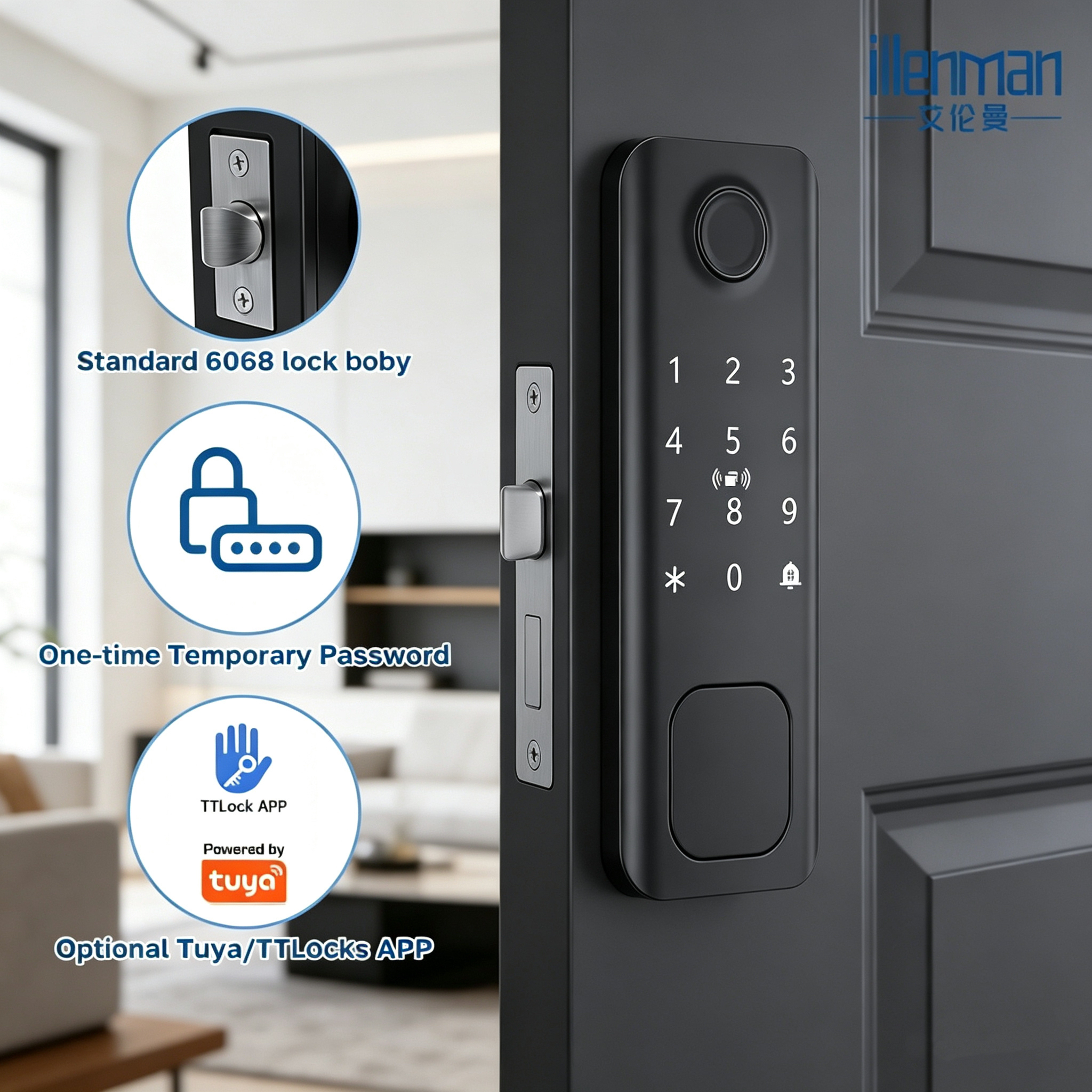 Smart Door Lock Household Antitheft Fingerprint Door Lock Card Password Tuya TTlock APP Remote Unlock Key Home Door Lock Outdoor · image 1
