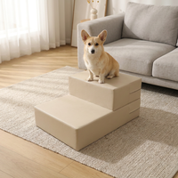 Rampe pour chien orthopédique en mousse, étanche, en cuir végétalien, avec marches pour chien senior, modèle Sand Beige Duo 2-Step, pour soulager les articulations