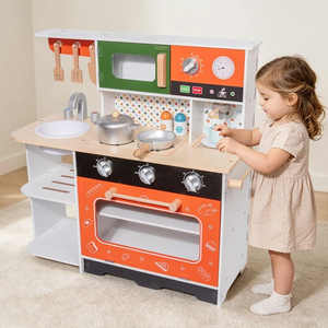 Ensemble de <span class=keywords><strong>cuisine</strong></span> en <span class=keywords><strong>bois</strong></span> multifonctionnel Montessori pour enfants, jeu de simulation de <span class=keywords><strong>cuisine</strong></span>, couleur orange, jouets éducatifs précoces - Product Image 2