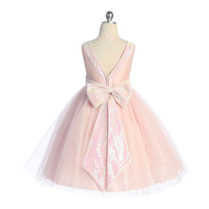Vendita all'Ingrosso <span class=keywords><strong>Online</strong></span> di <span class=keywords><strong>Abbigliamento</strong></span> per Bambini 4-14 Anni, Vestito Estivo Senza Maniche con Paillettes, Cintura, Schiena a V e Fiocco in Tulle per Feste di Compleanno - Product Image 6