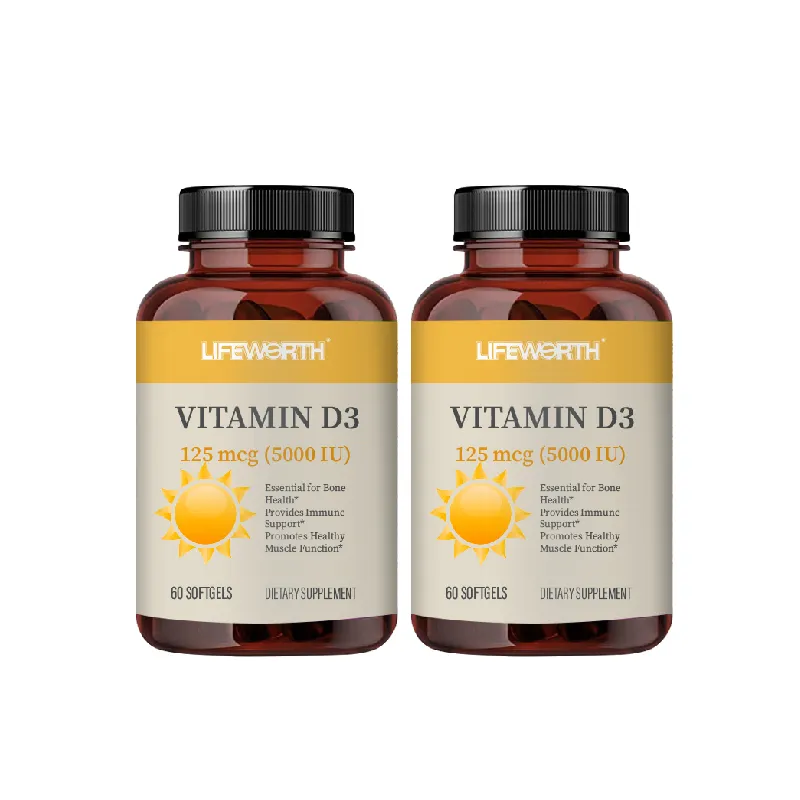 Lifeworth Marque privée Vitamine Gélules D3 Comprimé Souple Complément Santé Capsules de Vitamine D