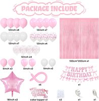 Kit de Décoration de Fête Coquette avec Bannière Joyeux Anniversaire et Décoration de Gâteau pour Baby Shower et Enterrement de Vie de Jeune Fille