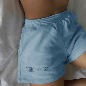 <span class=keywords><strong>Pantaloncini</strong></span> Casual allentati azzurri in cotone spugna francese personalizzati da jogging <span class=keywords><strong>corti</strong></span> sportivi da palestra - Product Image 4