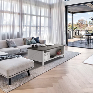 Farmhouse <strong>Furniture</strong> 3 Hidden Storage Compartments <strong>Smart</strong> Coffee Table Wood with Storage - Product Image 5