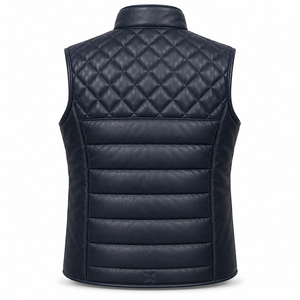 Gilets en cuir matelassés et isolés pour hommes, respirants, avec garniture en fourrure |   Gris Noir Bourgogne Marron Bleu |   Fabricant OEM ODM | - Product Image 2