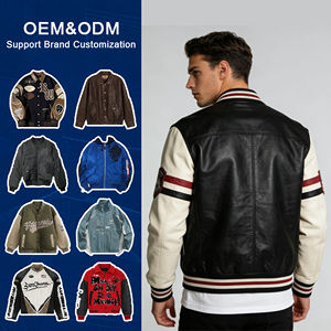 Giacca Primaverile e Autunnale da Uomo, Giacca di Moda in Pelle di Bufalo, Giacca Casual con Patch Personalizzata, Giacca Varsity College Prodotta in Cina - Product Image 4