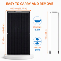Module de panneau solaire flexible en fibre de verre 12 volts 150W, cellule monocristalline de type N à haute efficacité pour la charge de batterie 12V de cabine de van
