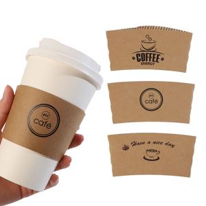 Fundas para Café, Aislantes Térmicas Protectoras para Bebidas, Fundas para Vasos de Papel Kraft Corrugado, Desechables, para Té - Product Image 2