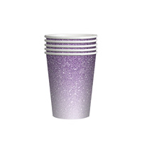 Ensemble de vaisselle de fête à paillettes dégradées violettes - Assiettes, gobelets, serviettes et couverts jetables pour anniversaire, mariage, décoration de baby shower