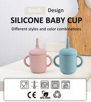 Haute qualité bébé silicone chaîne Sippy tasse paille Non déversement sucette Sippy tasse Silicone enfant en bas âge alimentation Sippy tasse