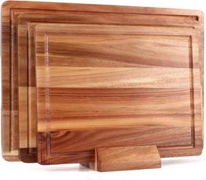 Thớt gỗ keo cực lớn, (Bộ 3) Thớt với rãnh nước ép thớt gỗ cắt đặt khối thịt - Product Image 1