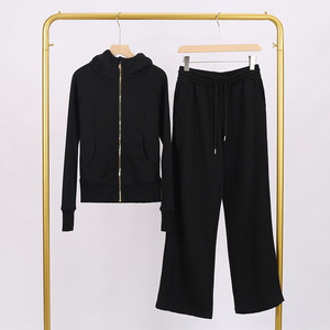 Dropshipping Resell Vendor Crop <b>Top</b> Sweatshirt Hoodie and Sweat Pants Set Womens Yoga Wear Ropa Deportiva Zip up Pullover - Product Image 3