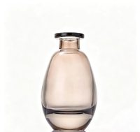 Diffuseur de parfum en verre rose ovale de 150 ml, flacon vide de luxe en verre rond pour aromathérapie, impression de logo par sérigraphie