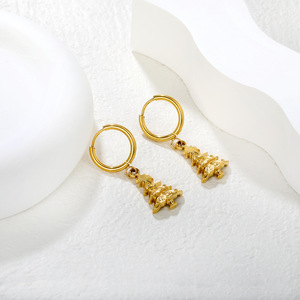 Conjunto de pendientes y collar de árbol de Navidad para mujer, joyería de fiesta de Color dorado, colgante de moda, regalo de vacaciones, joyería fina - Product Image 4